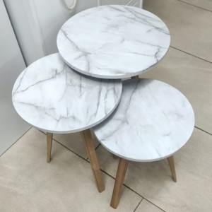 طقم اسكملات  3 قطع درج رجلين خشب زان